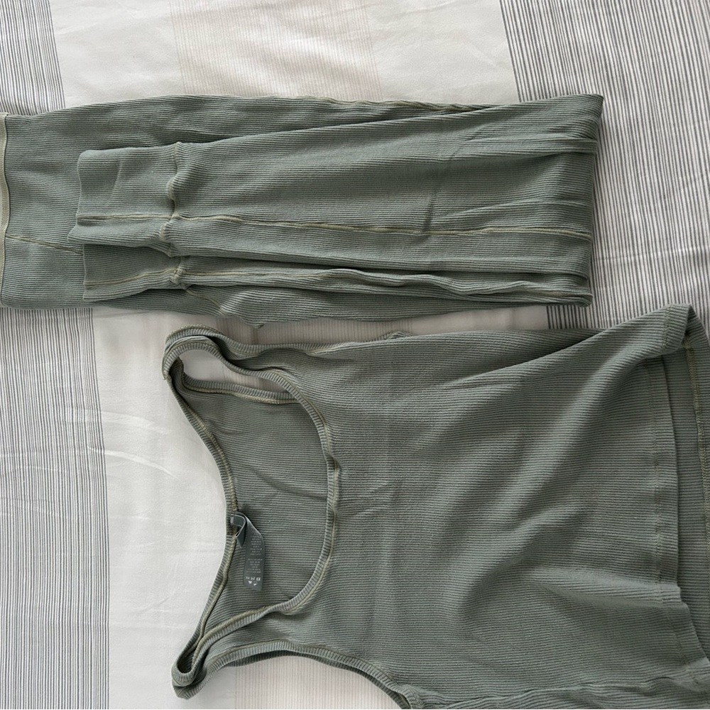 Green SKIMD Ribbed Tank Top and Pants Set